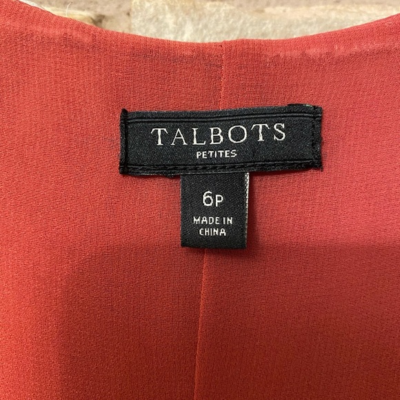Talbots Swing Dress Womens Size 6 petite Red and White Floral Chiffon - Picture 6 of 13